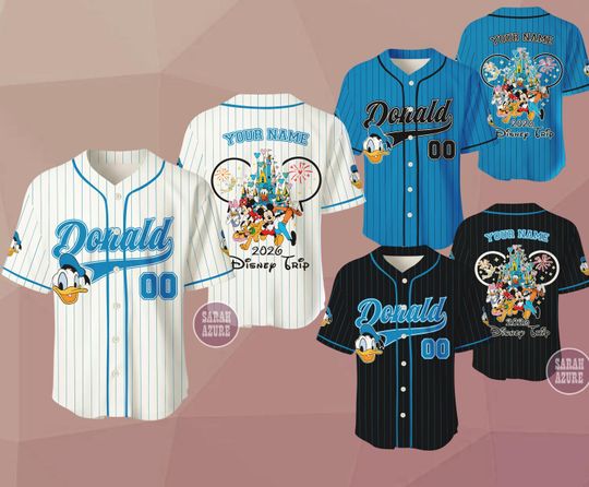 Discover Custom Disney Trip 2026 Donald Duck Baseball Jersey, Family Matching Jersey, Disney Duck Jersey Shirt