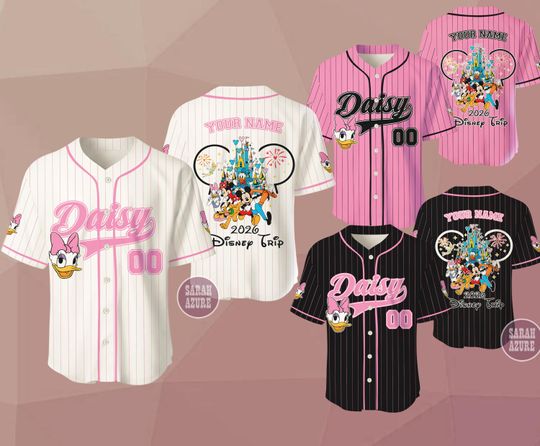 Discover Custom Disney Trip 2026 Daisy Duck Baseball Jersey, Family Matching Jersey, Disney Duck Jersey Shirt