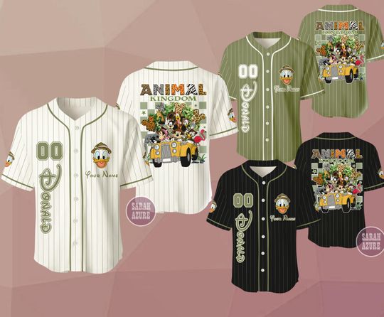 Custom Donald Friends Animal Kingdom Baseball Jersey, Safari Mode Family Shirt