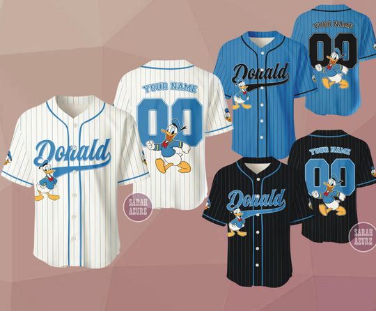 Discover Custom Donald Duck Baseball Jersey, Donald Sports Outfit, Matching Family Tee, Disney Fan Gift