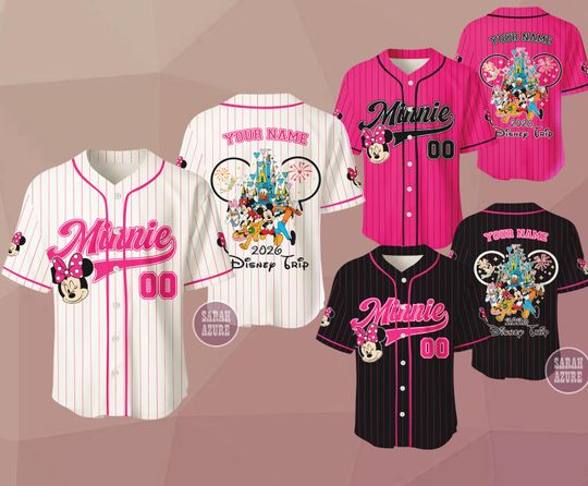 Discover Custom Disney Trip 2026 Minnie Mouse Baseball Jersey, Family Matching Jersey, Disney Mouse Jersey Shirt