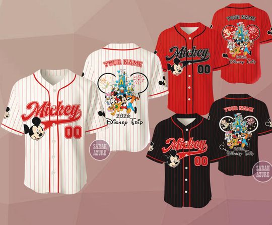 Discover Custom Disney Trip 2026 Mickey Mouse Baseball Jersey, Family Matching Jersey, Disney Mouse Jersey Shirt