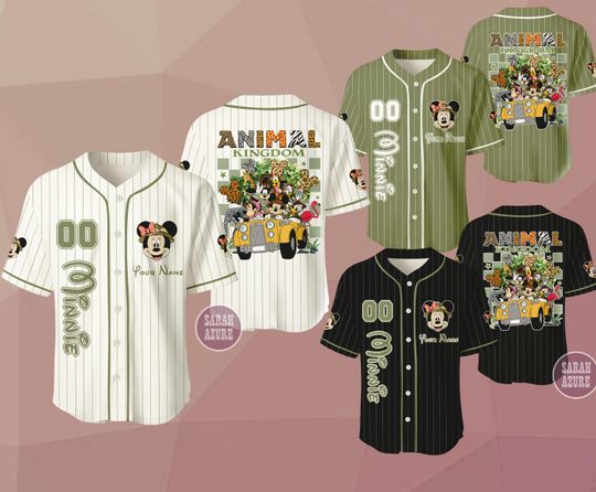Discover Custom Animal Kingdom Baseball Jersey, Minnie Safari Mode Shirt, Disneyland Family Trip