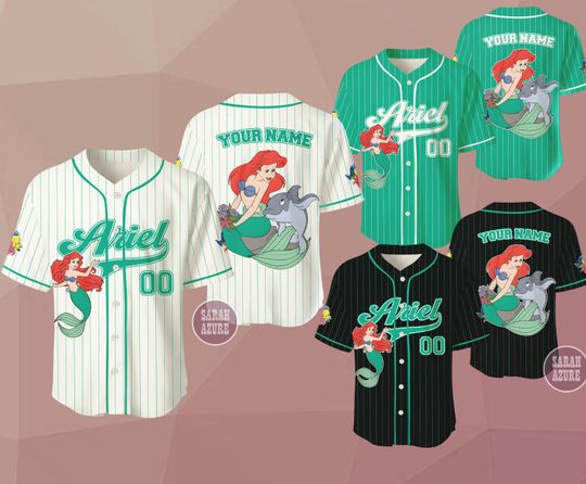 Custom Princess Baseball Jersey, Little Mermaid Shirt, Fairytale Vacation Outfit