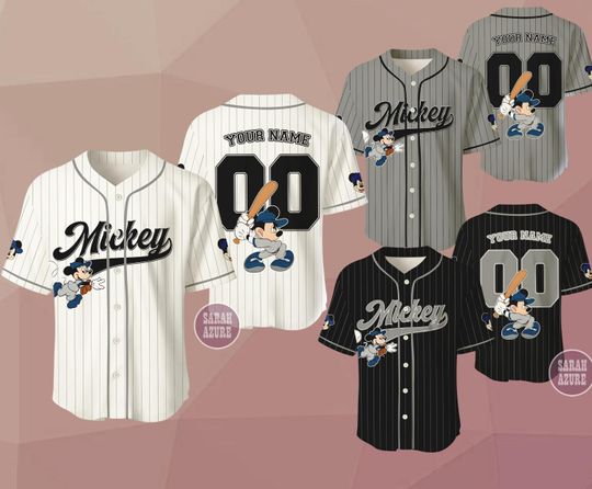 Discover Custom Mickey Mouse Baseball Jersey, Mickey Sports Outfit, Matching Family Tee, Disney Fan Gift