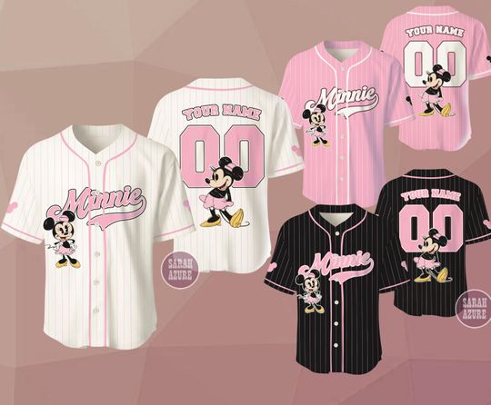 Discover Custom Minnie Mouse Baseball Jersey, Disneyland Birthday Theme Park Apparel
