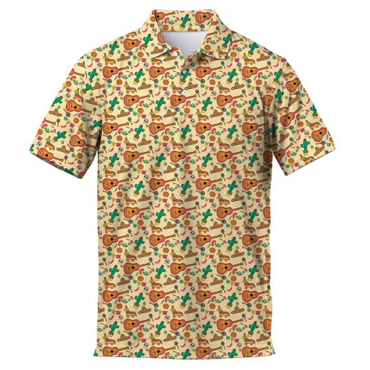 Discover Vintage Mariachi Guitar Piata Mexico Polo, Hawaiian Golf Vacation Top, Cinco de Mayo Mens
