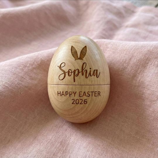 Discover Personalized Wooden Easter Egg, Fillable Keepsake, Custom Name Gift, Newborn Easter Basket Stuffer