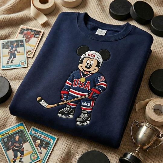 Discover Embroidered Mickey Mouse Hockey Sweatshirt, Disney Mickey Hockey Fan Lover Gift