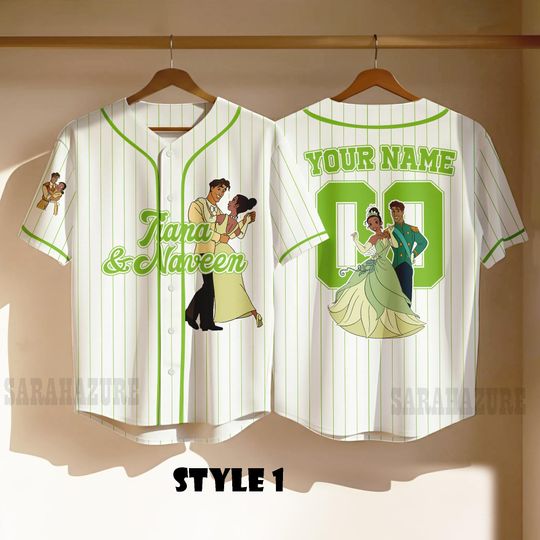 Custom Tiana & Naveen Baseball Jersey, Princess And The Frog Jersey Shirt