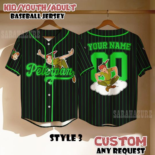 Discover Personalized Peter Pan Baseball Jersey, Custom Team Outfit