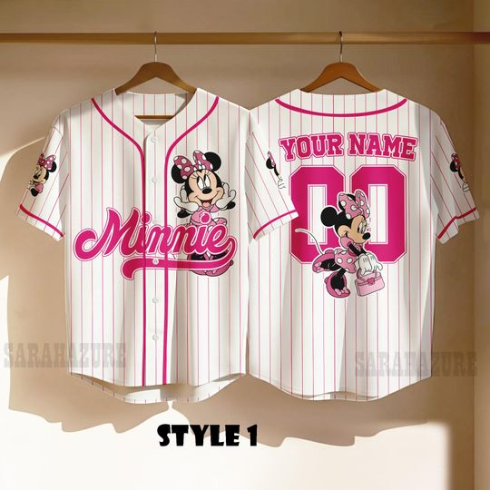 Discover Custom Minnie Mouse Baseball Jersey: Disneyland Magic Kingdom Shirt