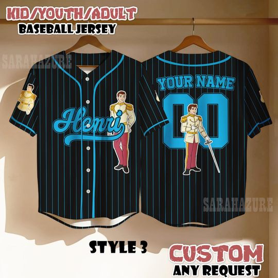 Discover Custom Prince Henri Baseball Jersey, Cinde Prince Birthday Shirt for Kids, Disney Prince Jersey