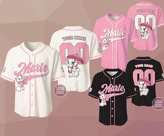 Custom Disney Cute Cat Marie Play Baseball Jersey, The Aristocats Baseball Shirt, Marie Cat Shirt For Cat Lovers
