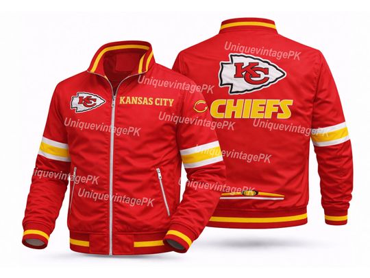 Discover Kansas City Chiefs Red Softshell Jacket  Football Fan KC Arrowhead Logo Streetwear