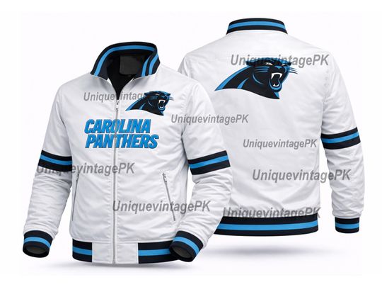 Carolina Panthers Bomber Jacket  Panthers White Softshell