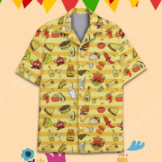 Discover Funny Taco Hawaiian Shirt Men Women, Cinco De Mayo Mexican Food Aloha Shirt Button Up, Fiesta Party Summer Shirt