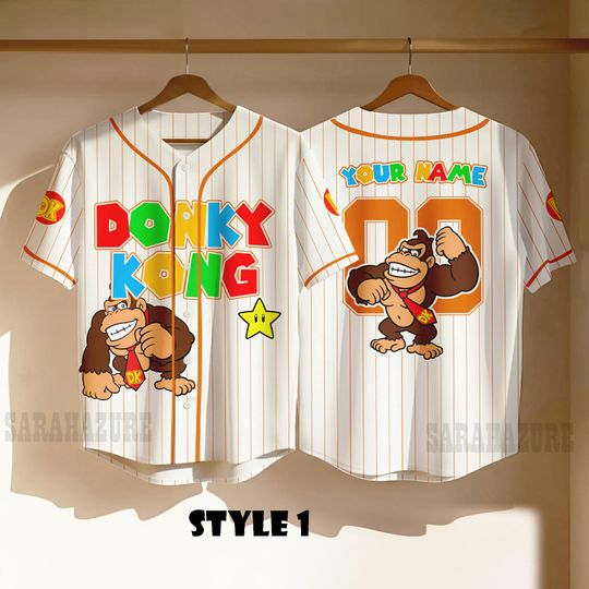 Discover Custom Donkey Baseball Jersey, Nintendo Game Shirt, Funny Video Game Tee