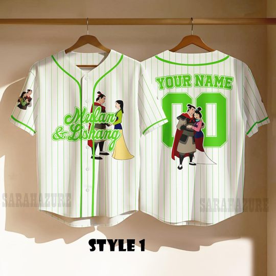 Custom Lishang & Mulan Baseball Jersey, Warrior Princess Sports Jersey, Disney Couple Gifts