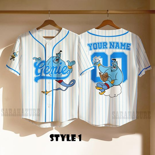 Discover Custom Genie Baseball Jersey, Disney Aladdin Halloween Shirt, Disneyland Team Outfit