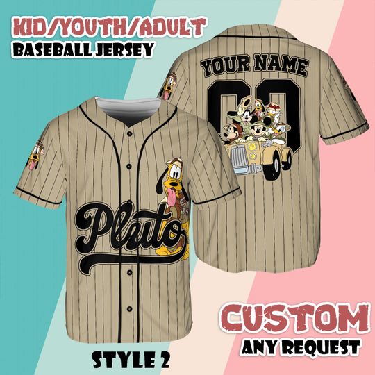 Custom Pluto Dog Safari Baseball Jersey, Animal Kingdom Disney Safari Jersey, Matching Disney Trip Outfit