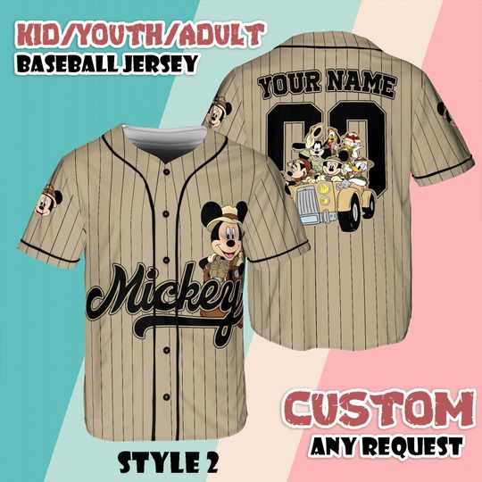Discover Custom Mickey Mouse Safari Baseball Jersey, Animal Kingdom Disney Safari Jersey, Matching Disney Trip Outfit