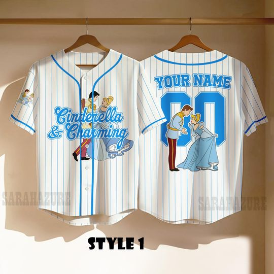 Discover Custom Cinde and Prince Baseball Jersey, Disney Princess Cinde Valentines Day Jersey Shirt, Disney Couple Gift