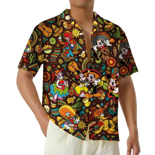 Discover Funny Mexico Mickey Minnie Hawaiian Shirt, Disney Cinco De Mayo 3D Button Up Shirt, Disneyland Mexican Fiesta Party Shirt, Disney Trip Gift