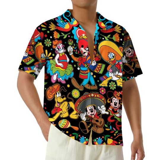 Discover Mexico Mickey Minnie Hawaiian Shirt, Disney Cinco De Mayo Shirt, Disneyland Mexican Fiesta Party Button Up Shirt, Disney Down to Fiesta Tee