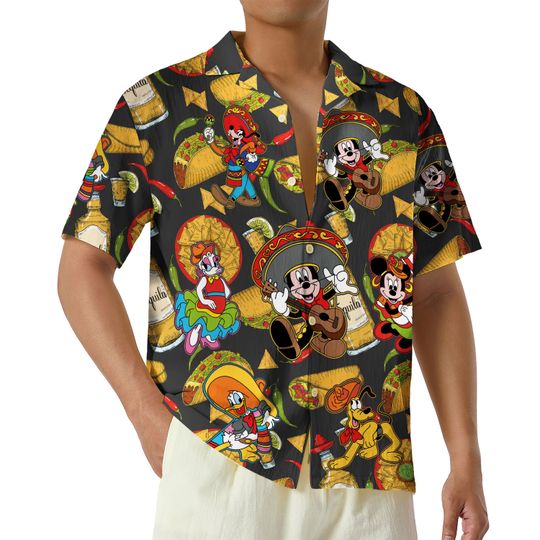 Discover Disneyland Mickey and Friends 3D Hawaiian Shirt, Cinco De Mayo Mexican Fiesta Party Button Up Shirt, Cinco De Mayo Party to Disneyland