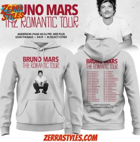 Bruno Mars The Romantic Tour 2026 Unisex Hoodie