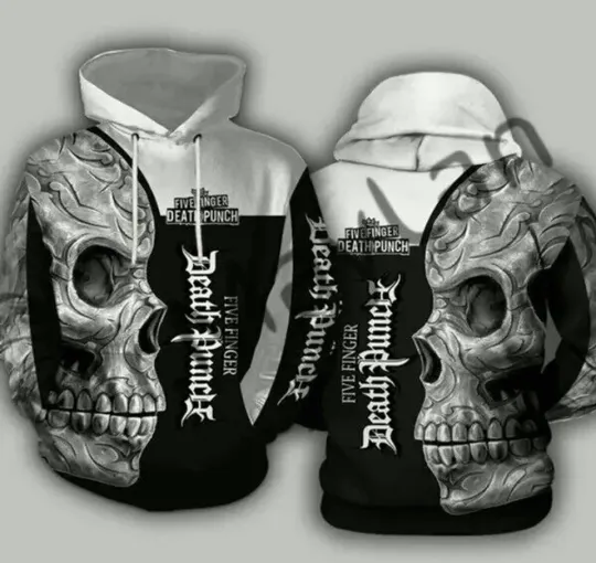 Five Finger Death Punch Band Skull Men 3D Printed Pullover Hoodie