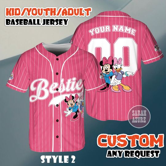 Discover Custom Minnie & Daisy Bestie Baseball Jersey, Minnie Daisy Shirt, Disney Friends Shirt, Disneyland Best Friends