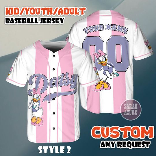 Discover Custom Daisy Duck Baseball Jersey, Disney Movie Cartoon Jersey, Daisy Birthday Shirt Gift for Disney Fan