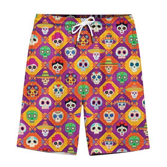 Discover Funny Cinco De Mayo Skeleton Hawaiian Shorts For Men Skull Hawaiian Beach Shorts