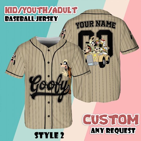 Custom Goofy Dog Safari Baseball Jersey, Animal Kingdom Disney Safari Jersey, Matching Disney Trip Outfit
