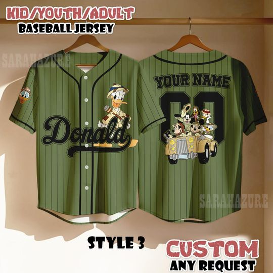 Discover Custom Donald Duck Safari Baseball Jersey, Animal Kingdom Disney Safari Jersey, Matching Disney Trip Outfit