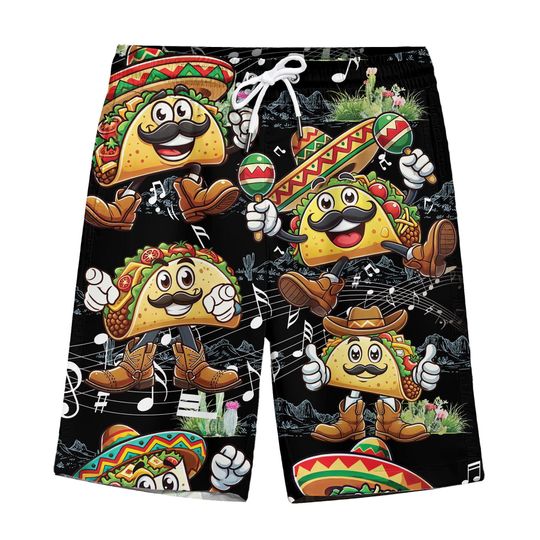 Discover Funny Cinco De Mayo Taco Hawaiian Shorts For Men Vintage Tacos Hawaiian Beach Shorts