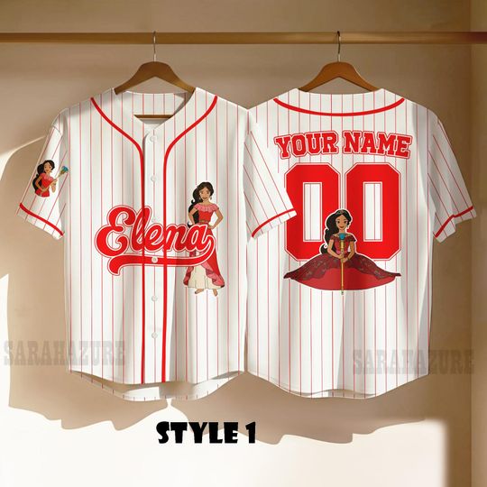 Discover Custom Princess Elena Avalor Baseball Jersey, Gift For Baseball Fan Disney Princess Matching Tee