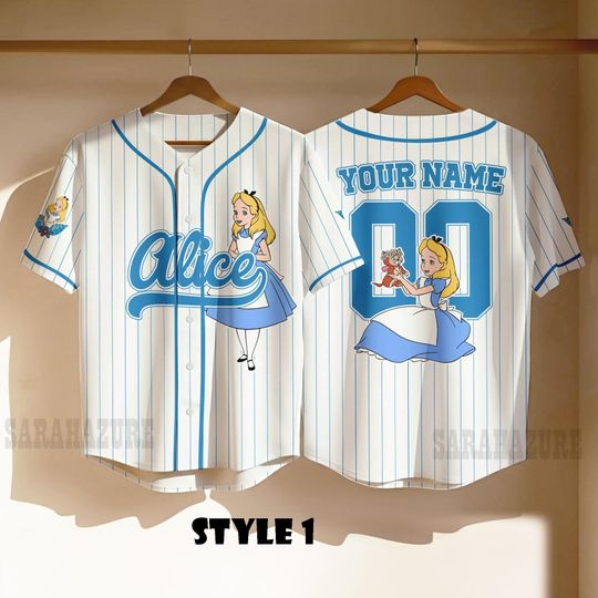 Custom Disney Alice In Wonderland Baseball Jersey, Gift For Baseball Fan Disney Princess Matching Tee