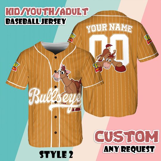 Discover Custom Bullseye Baseball Jersey: Toy Story Fan Apparel, Pixar Character Design