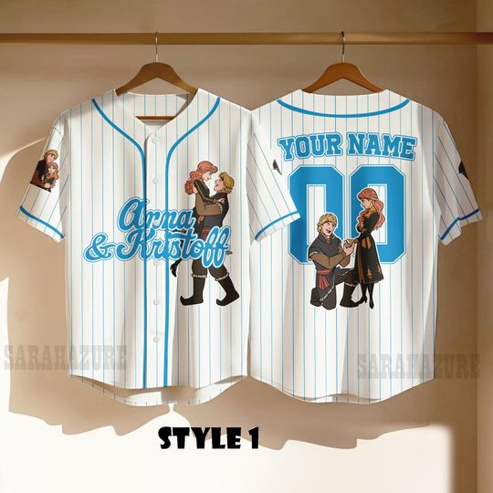 Discover Custom Anna and Kristoff Baseball Jersey, Valentines Day Jersey Shirt, Disney Couple Gift