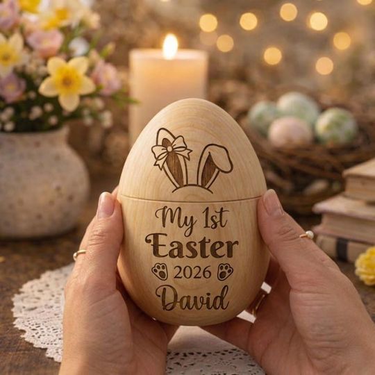Personalized Wooden Easter Egg - Kids Easter Gift, Baby Keepsake