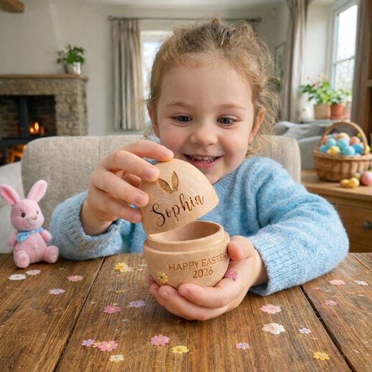 Personalized Wooden Easter Egg, Fillable Keepsake, Custom Name Gift, Easter Basket Stuffer
