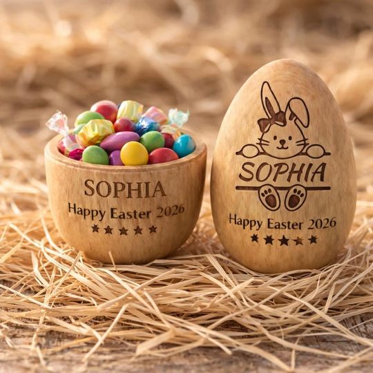 Personalized Wooden Easter Egg: Custom Engraved Name, Fillable Keepsake Decoration