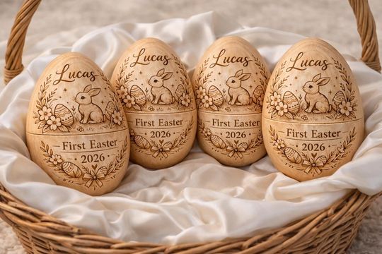 Personalized First Easter Egg, Custom Name Wooden Easter Egg, Baby First Easter Keepsake, Fillable Easter Basket Gift