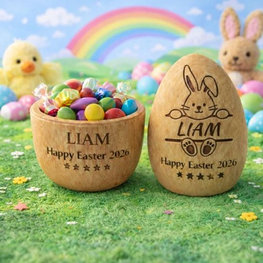Personalized Wooden Easter Egg: Easter Egg with Name, Baby Room Easter Decoration, Kids Easter Gift