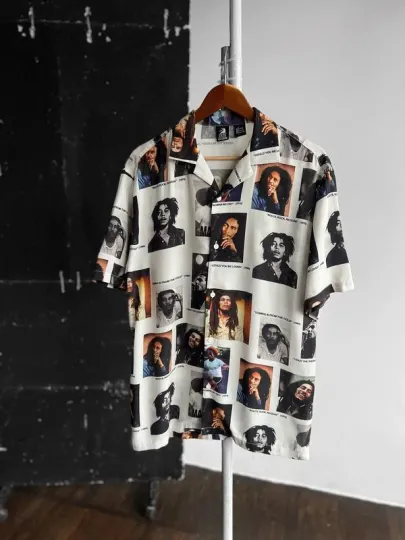 Pull & Bear Zion Bob Marley Hawaiian Button-Up Shirt for Men Small