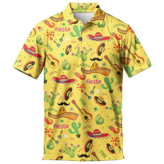 Discover Funny Cinco De Mayo Tacos Polo Shirts For Men Vintage Taco Golf Polos Shirts Casual Short Sleeve Button Up Shirt