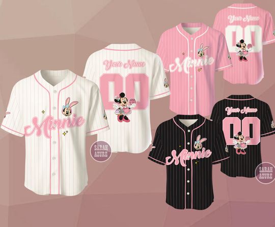 Discover Custom Minnie Mouse Easter Baseball Jersey, Personalized Shirt, Kid Adult